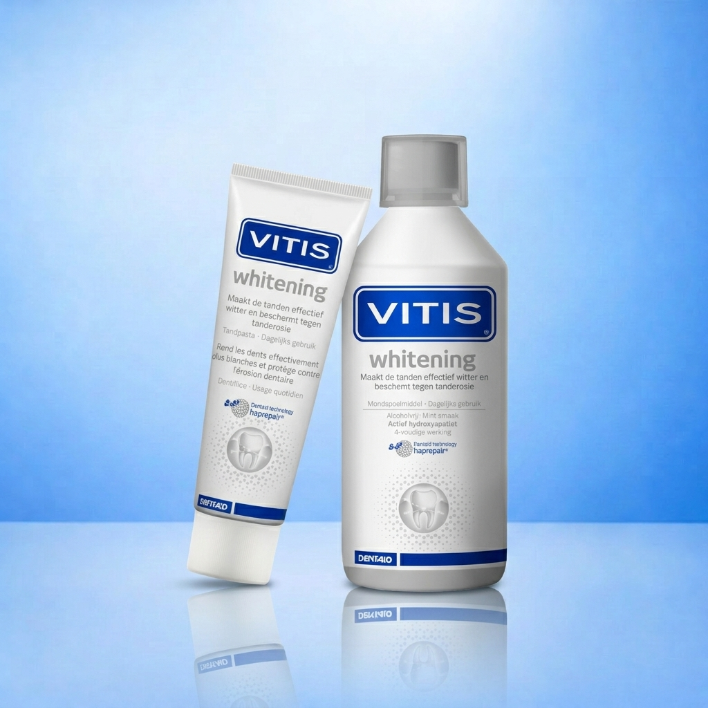 Vitis Whitening Tandpasta + Mondwater Combi-Pakket