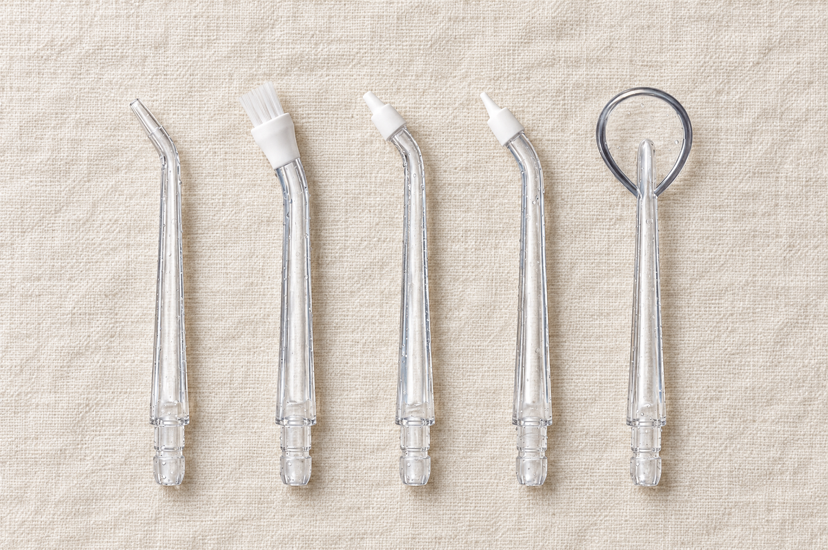De 5 opzetstukken van de My Waterflosser