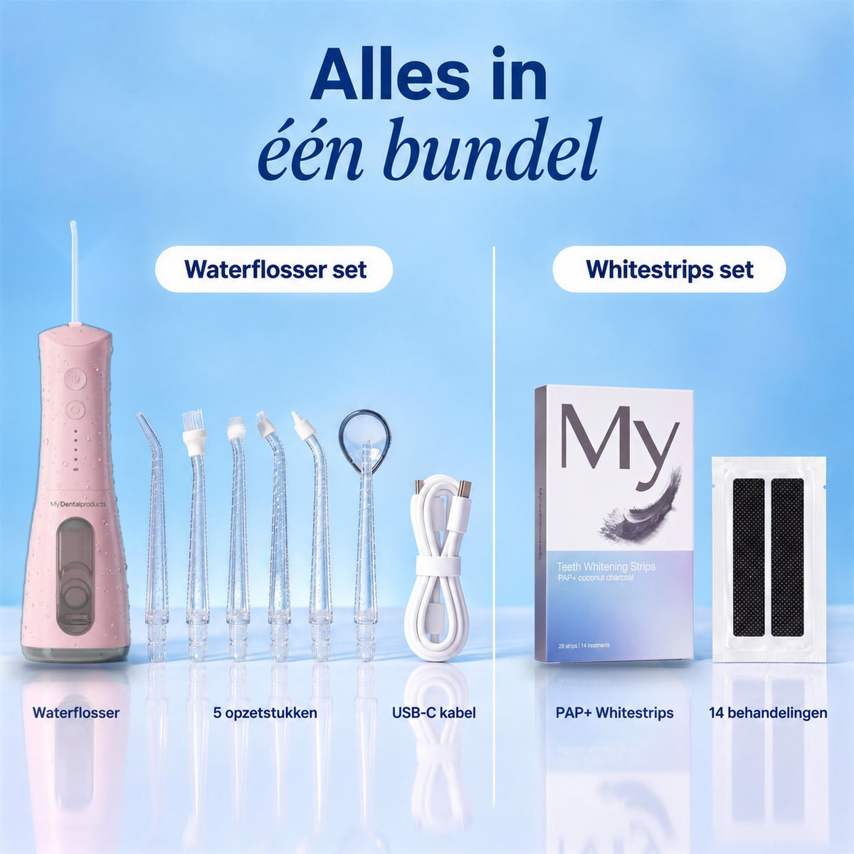 Waterflosser + Whitestrips — Complete Whitening Bundel