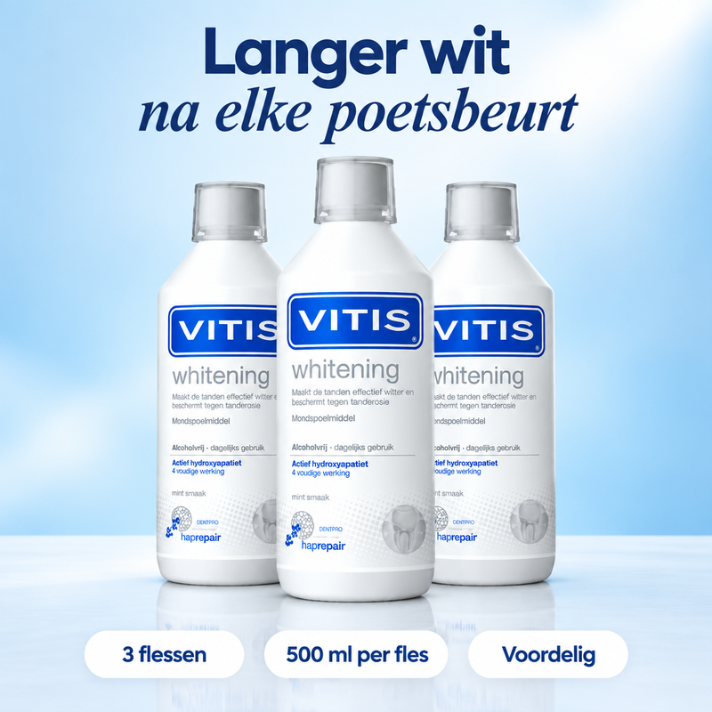 3x Vitis Whitening Mondspoelmiddel- 500 ml