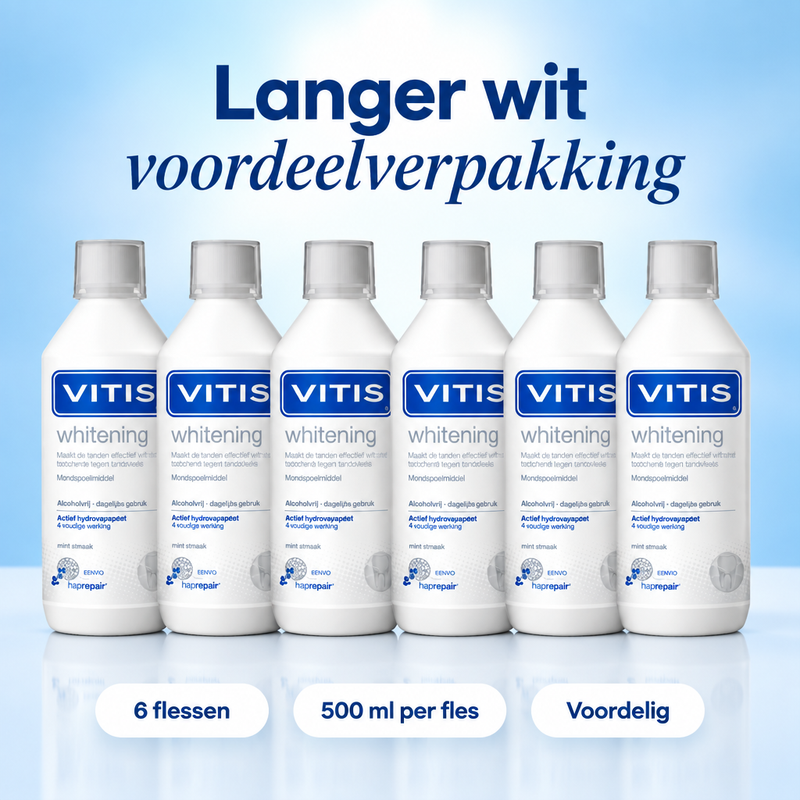 6x Vitis Whitening Mondspoelmiddel- 500 ml