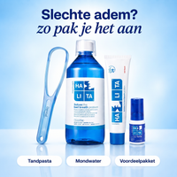 Slechte adem voordeelpakket met Halita mondwater, tandpasta, mondspray en My Tongschraper