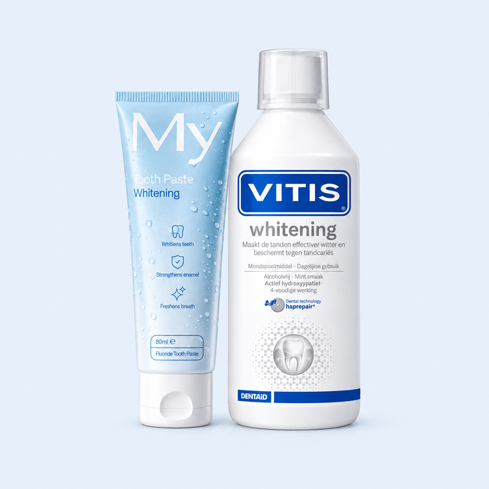 My Whitening Tandpasta + Vitis Whitening Mondwater Combi-Pakket